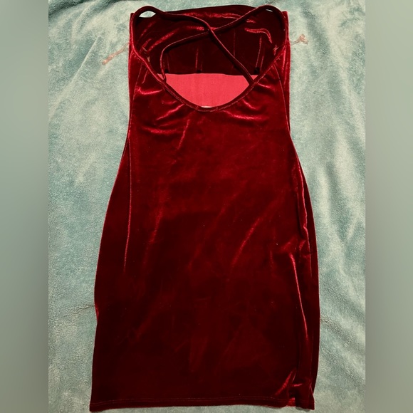 Burgundy Velvet Dress - Picture 5 of 5